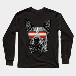 Austria Dog Flag Sunglasses Austrian Shades Patriotic Owner Lover Long Sleeve T-Shirt